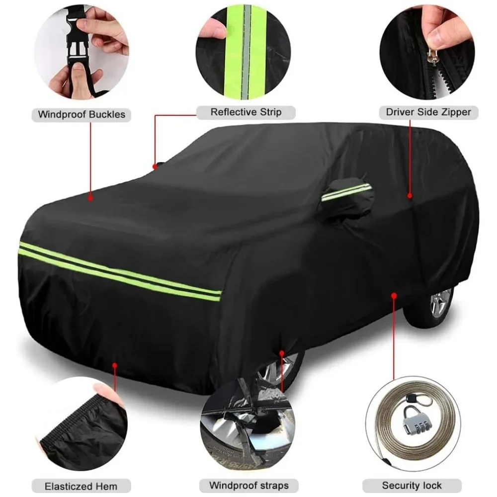 Car Cover Fit 2003-2025 VW Golf Custom Auto Cover with Side Windproof Fixing Straps  Against Rain Snow Hail Dust UV
