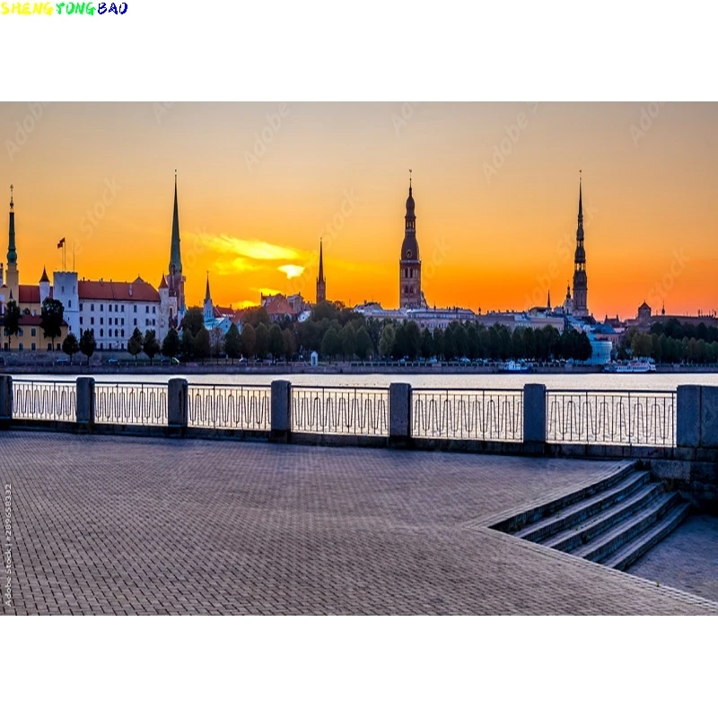 Vintage European Street View Scenery Photography Backdrops Props Wedding Portrait Photo Backgrounds Studio  211229 JJD-04