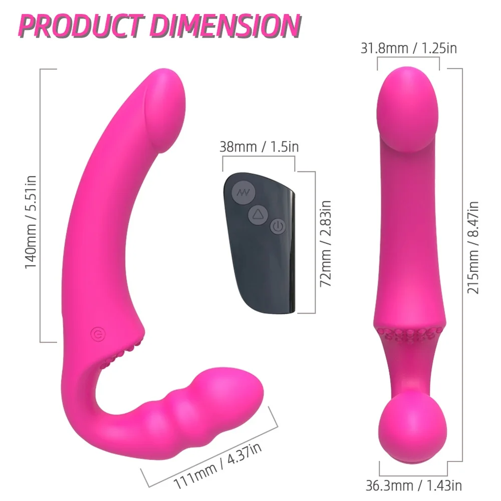 Strapless Strap-on Dildo Vibrator for Couples Strapon for Lesiban Wireless Remote Control Double-Heads Vibrator Adult Sex Toys