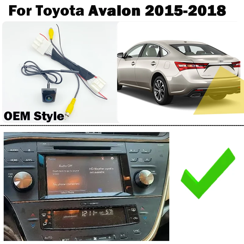 Cámara de visión trasera de marcha atrás para Toyota Avalon 2015 - 2018 unidad OEM C24 Pin 360 adaptador arnés de retención de cámara de marcha atrás