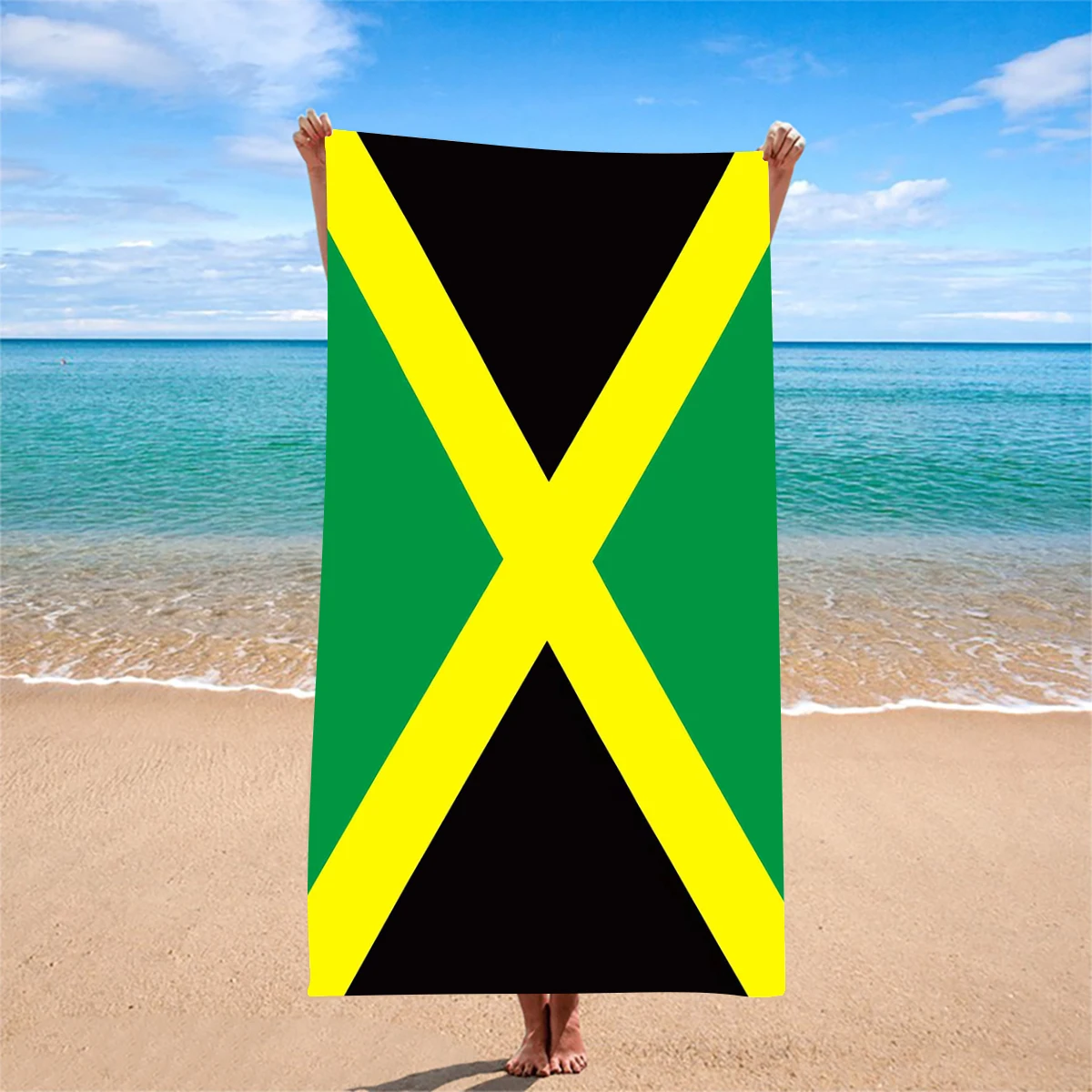 1PC Reggae Style Jamaica Flag Beach Towel Absorbent Sandproof Holiday Travel Blanket