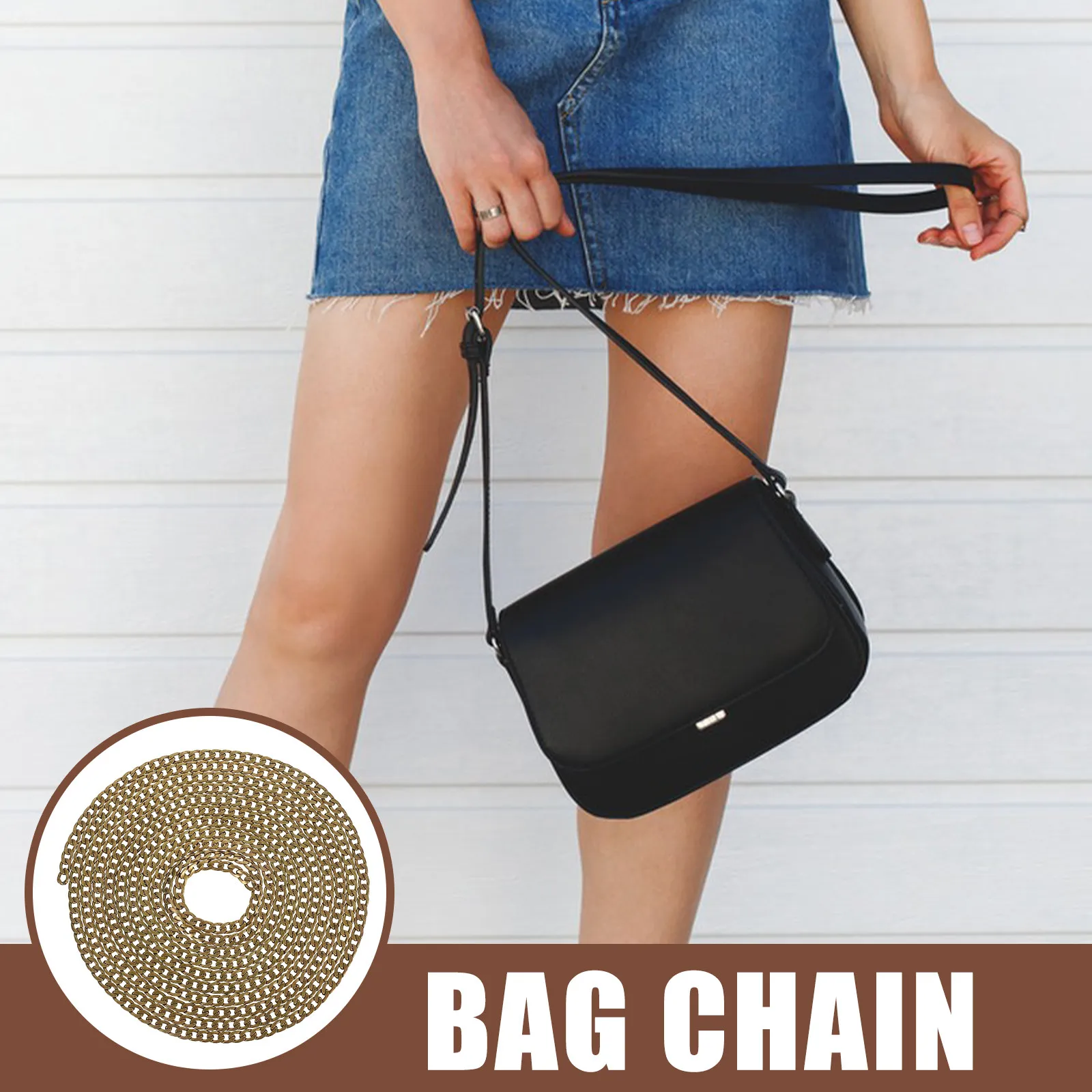 Single Iron Purse Chain Strap Flat Design for Crossbody Shoulder Handbag Replacement DIY Bag Making Adjustable Faderesistant - view 4
