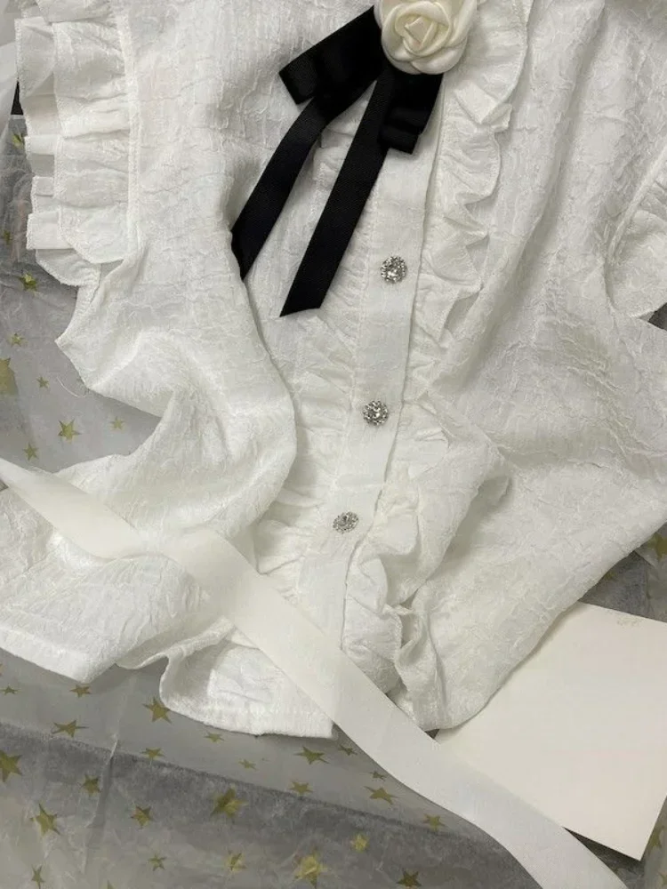 Blusas Mujer De Moda 2022, туника без рукавов, милые блузки для женщин, элегантные рубашки без рукавов с воротником-стойкой, модный корейский укороченный топ