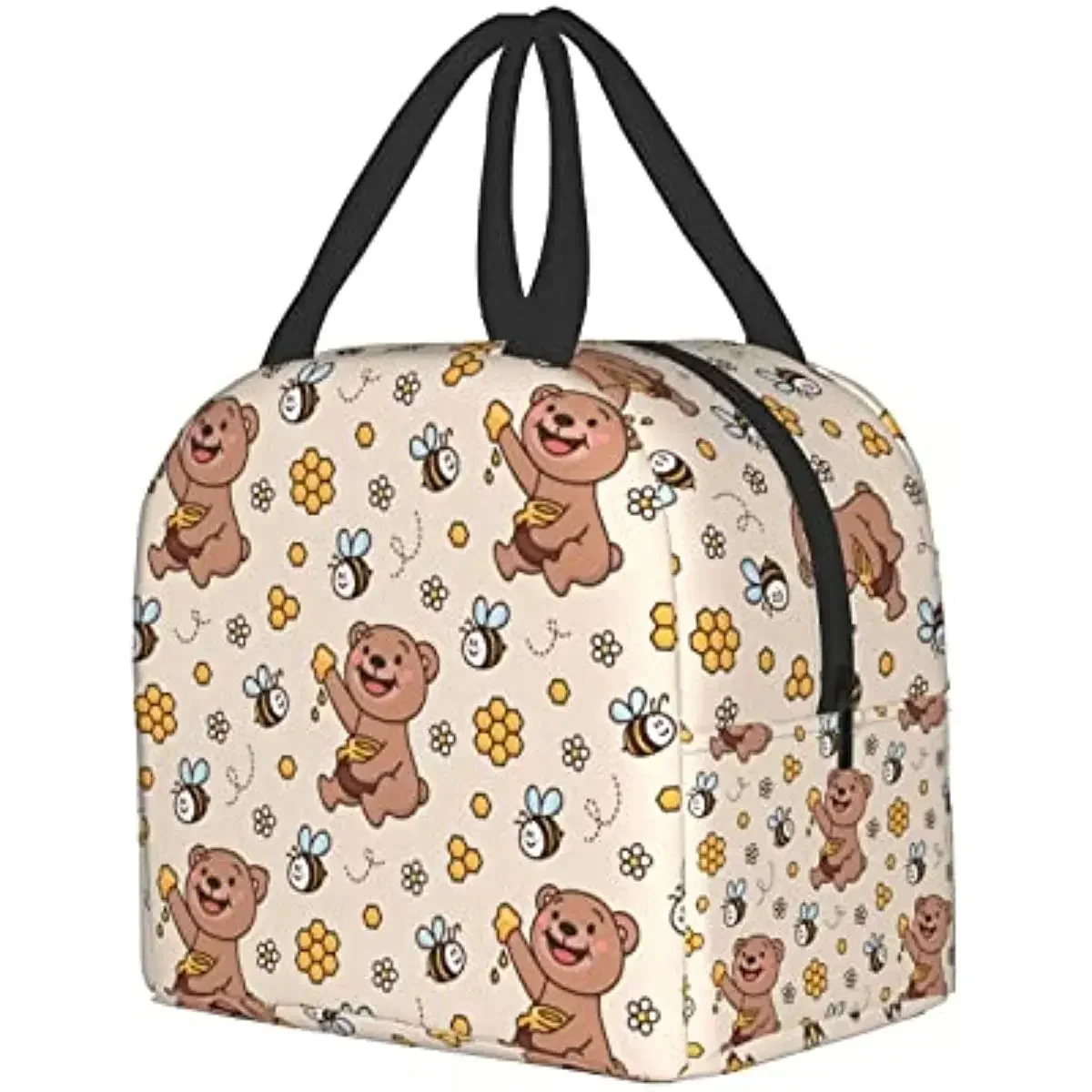 Cute Bear and Bee Lunch Bags Insulated Lunch Box for Women Men Tote Bag Lunch Container for Work Travel Outdoors