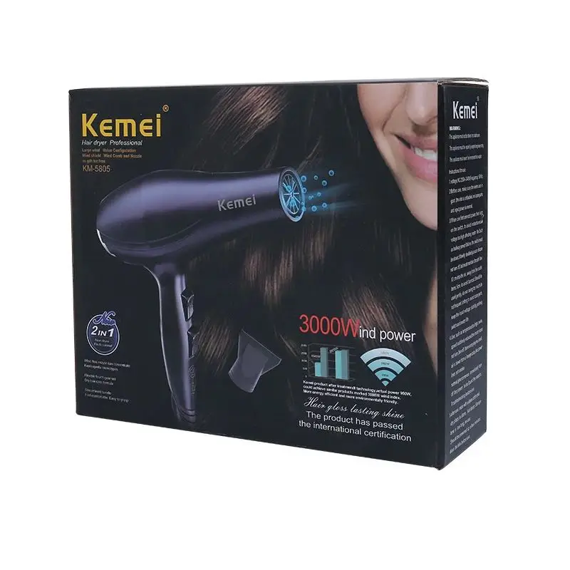 kemei hair dryer KM-5805 high quality EU plug 220 voltage big power hair dryer professional hair dryer