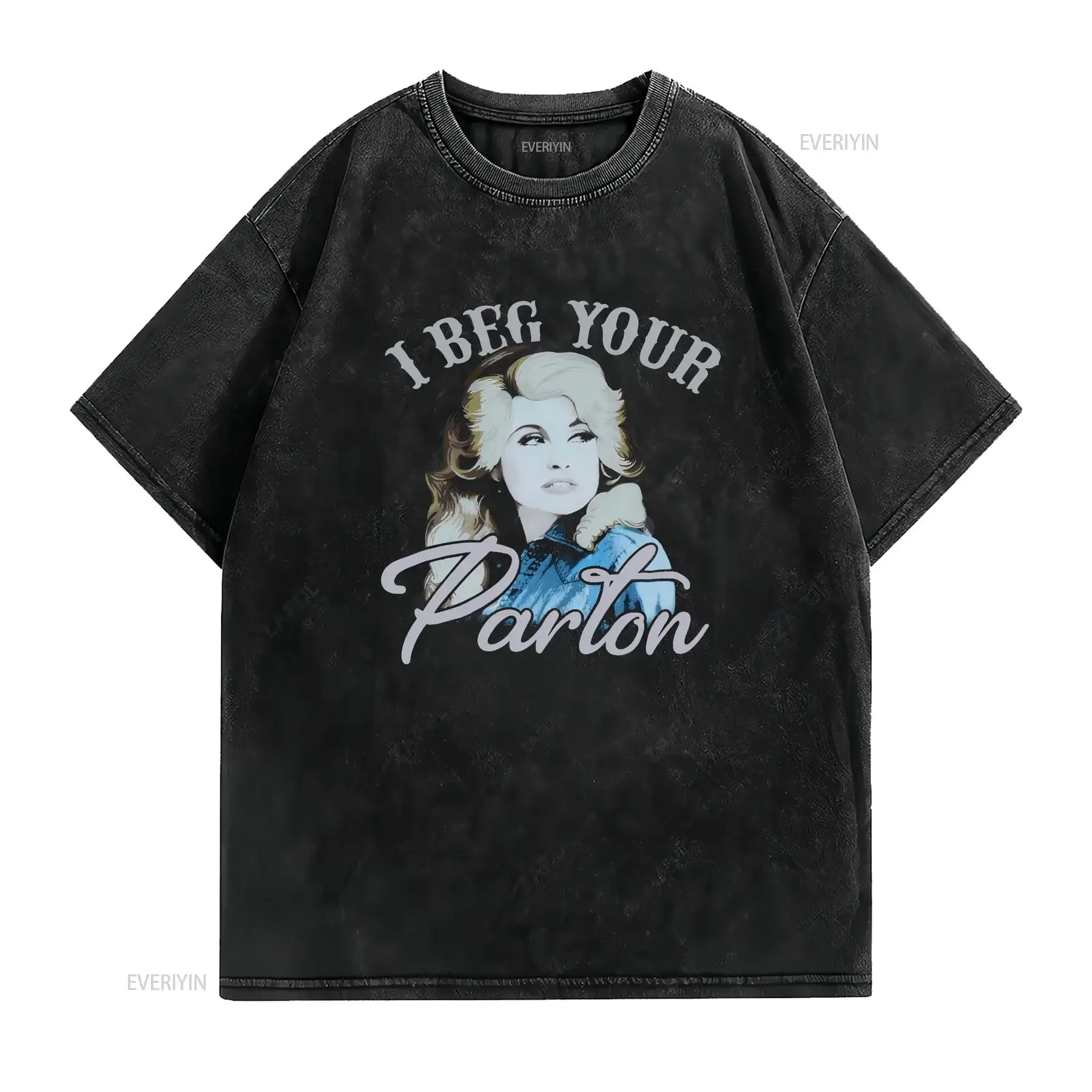 Dollywood Dolly Parton I Beg Your T Shirt Black Size M vintage Washed Soft streetwear graphic Versatile designer clothes Unisex