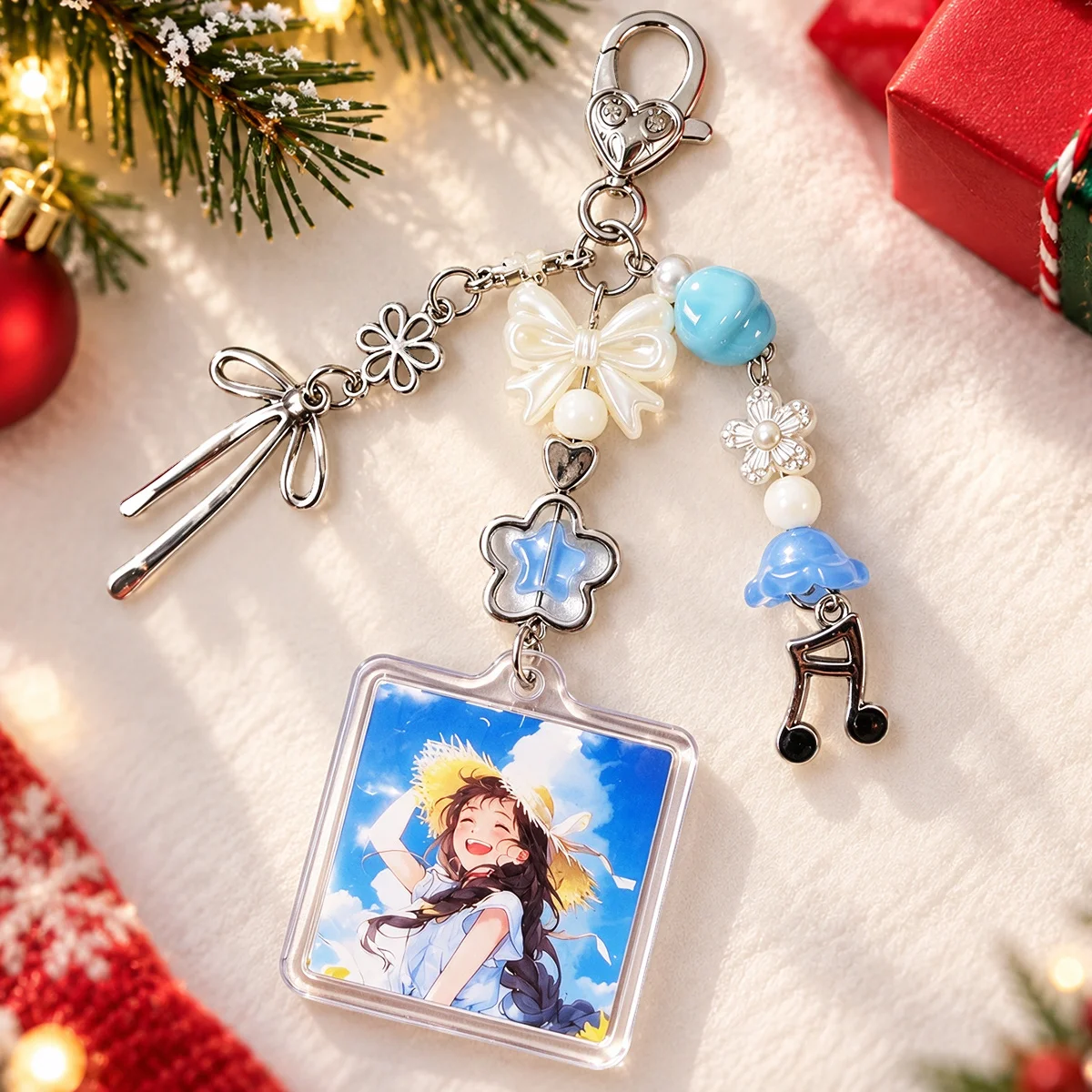 Customized 2D flat acrylic comic frame keychain, fashionable, versatile, cute, niche bag key accessory keychain