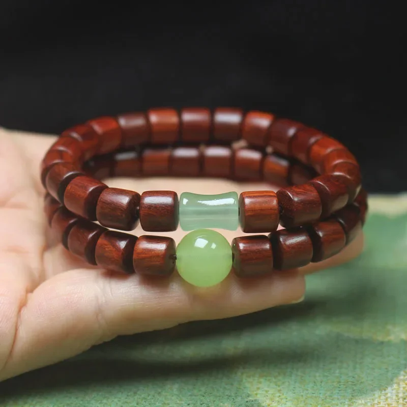 

Blood Sandalwood Bracelet Bracelet, Women's Green Bamboo Lucky Bracelet, Buddha Beads, Jewelry, Gifts