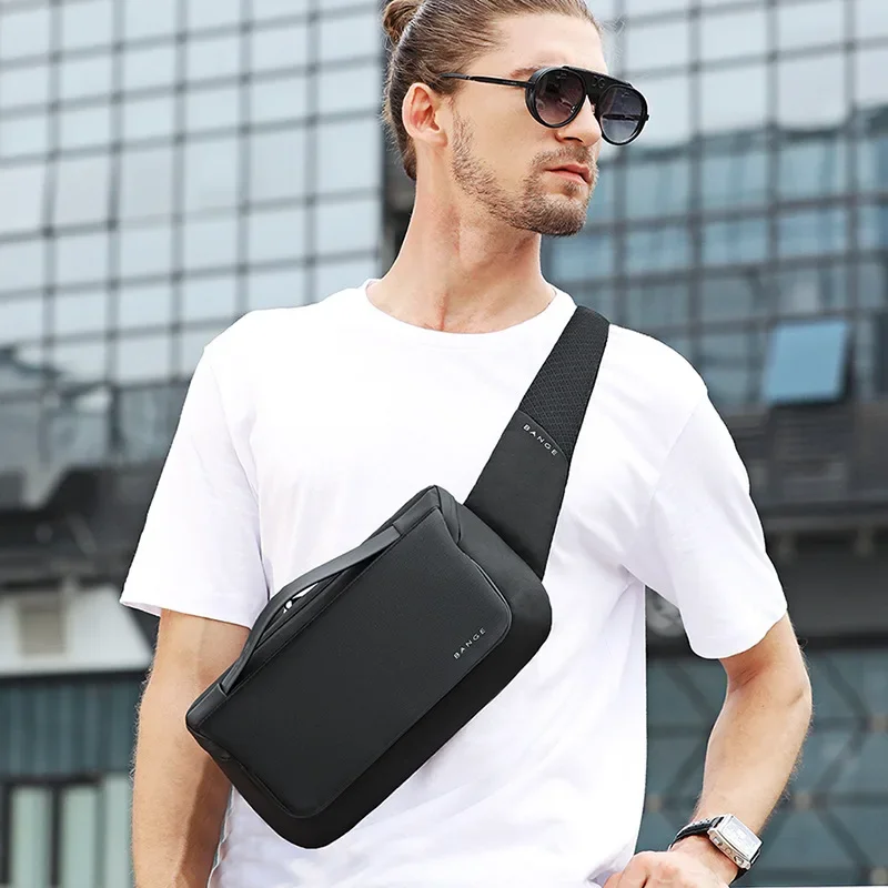 BANGE-Bolso de pecho de gran capacidad para hombre, bolso de mano multifuncional, soporte de mensajero de viaje, bolso informal, antirrobo, antimanchas, Paquete Impermeable