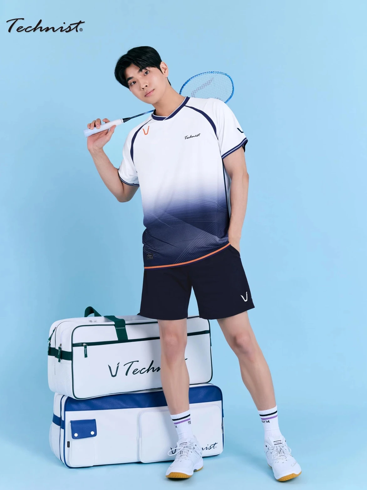 2026 New Men's Badminton Sports Suit Quick Dry Breathable Short Sleeve T-Shirt Shorts Two Piece Set Running Fitness