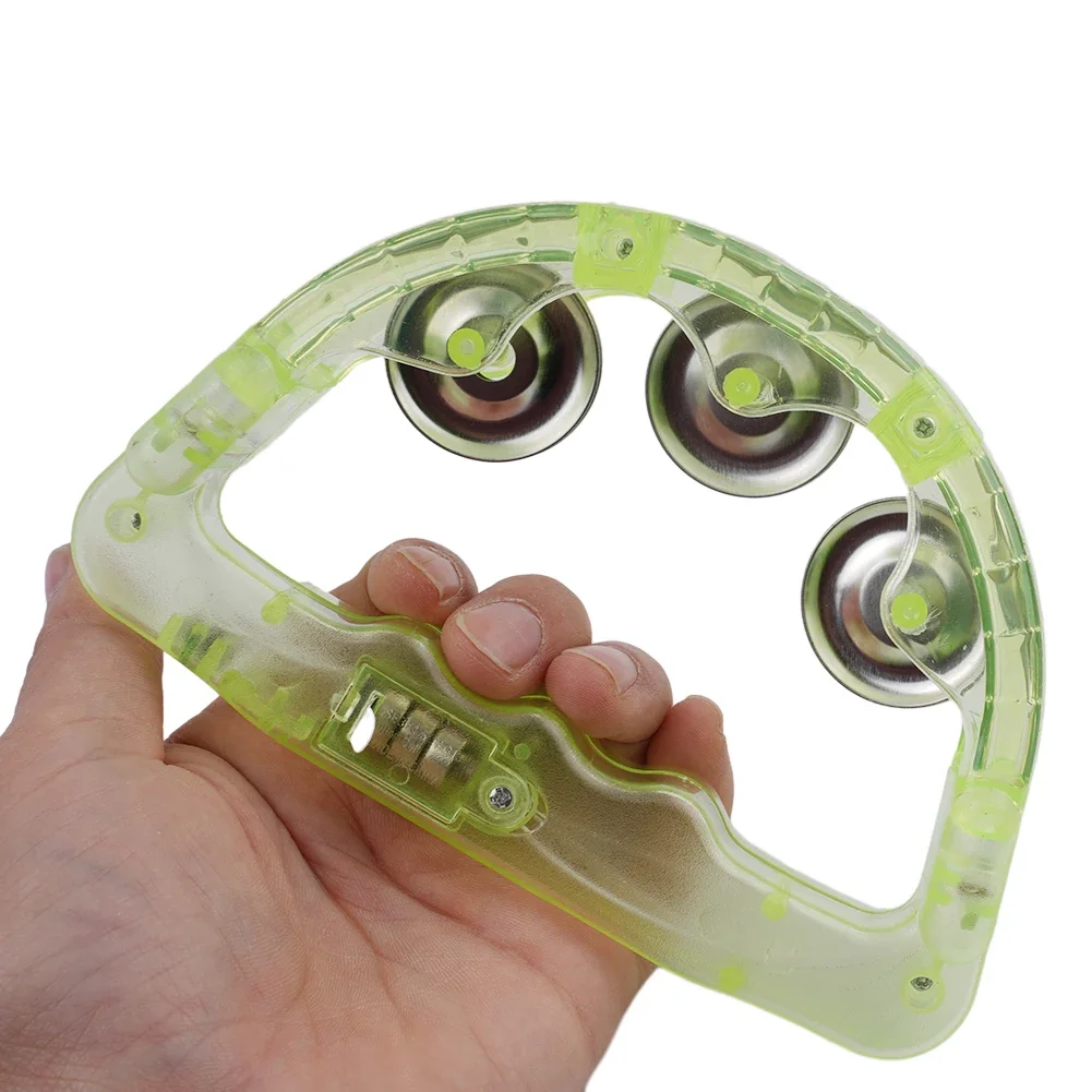 1pcs Flash Rattle LED Light Up Sensory Toy Flashing Tambourine Musical Instrument Shaking Toys Tambourine Random Color