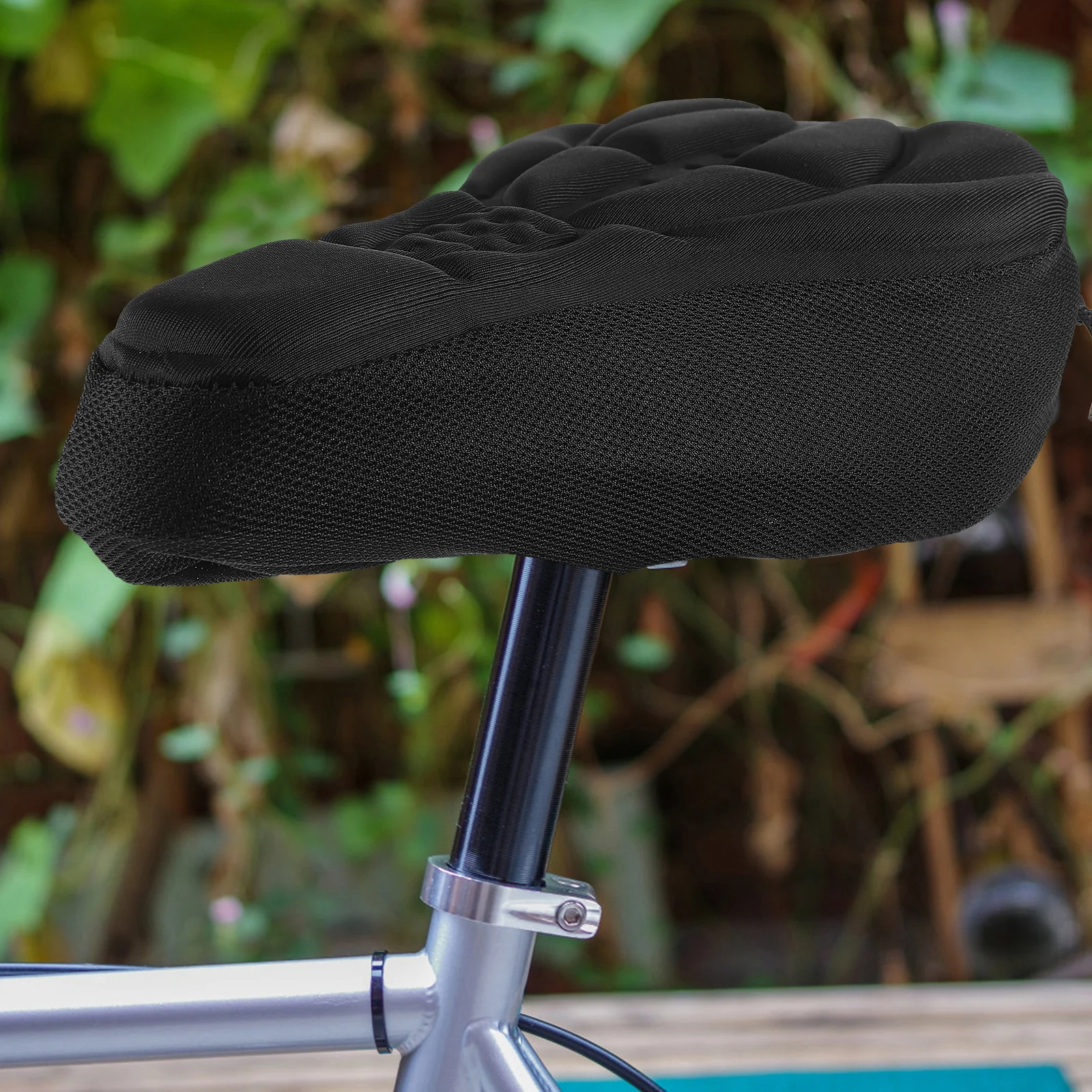 

Universal Size 3D Thick Sponge Bike Saddle Cover Black Breathable Durable Easy Install Adjust Cycling Seat Cushion