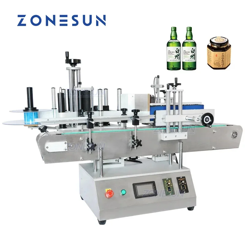 ZONESUN Label Applicator High Speed Tabletop Automatic Beverage Beer Perfume Round Bottle Can Jar Labeling Machine ZS-TB150A