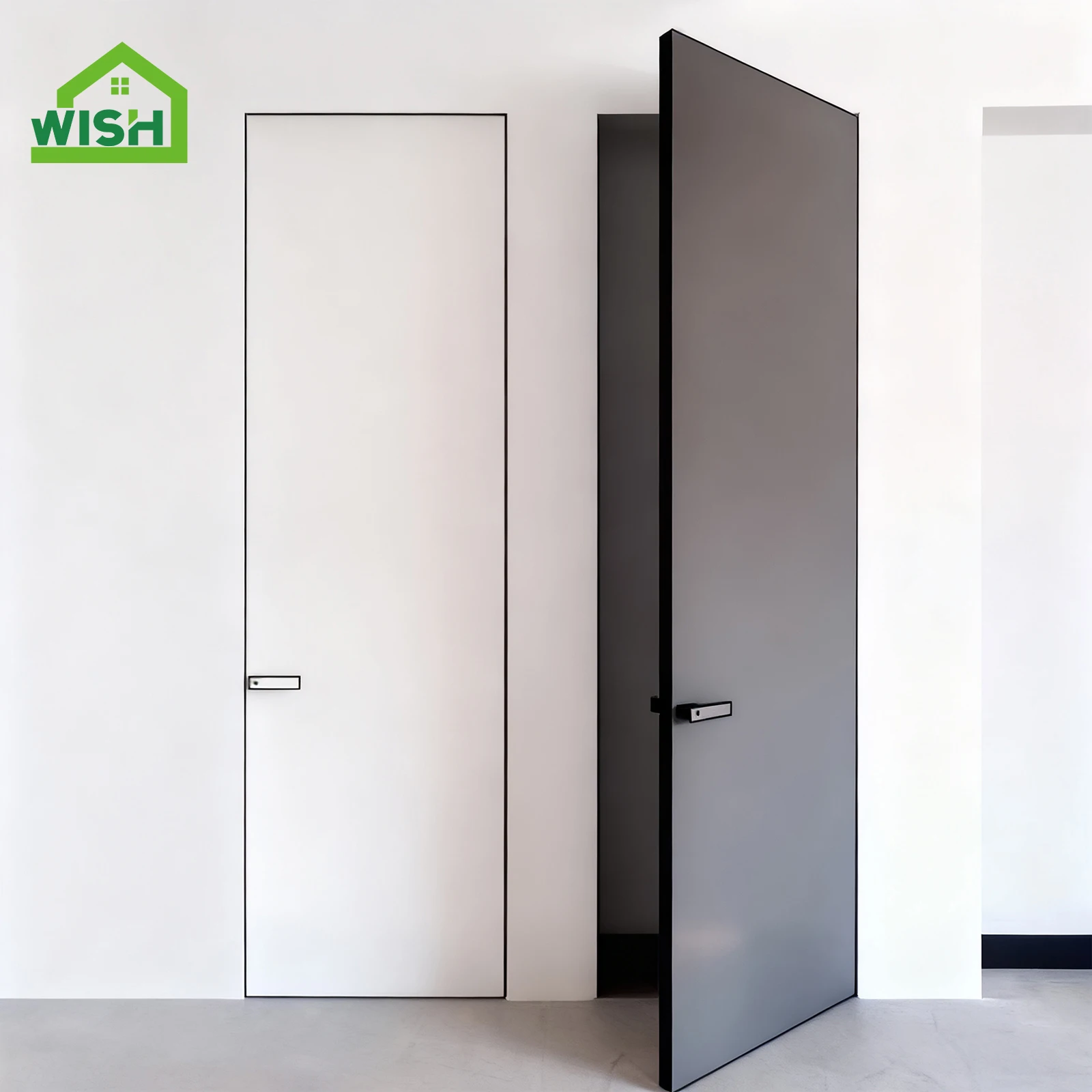 American Style Interior Frameless Door Custom Color Wooden Invisible Door Hidden Door Inside Construction