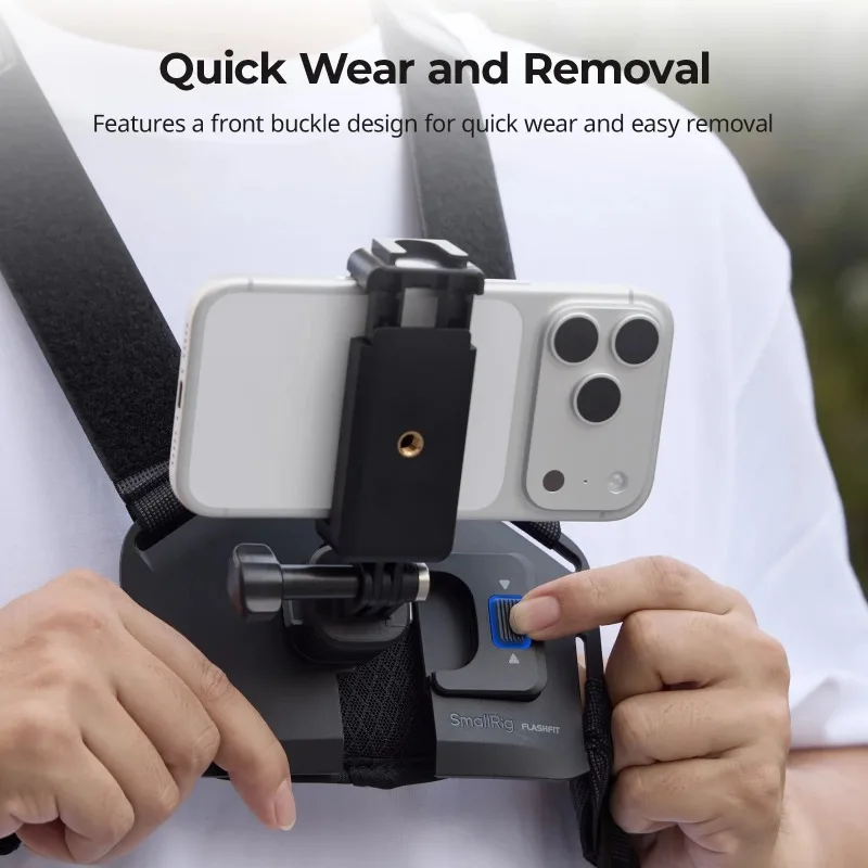 SmallRig Mobile Phone Chest Mount Adjustable for iPhone for Action Cameras w Standard Two-Prong Mount Outdoor Sports Holder 6308