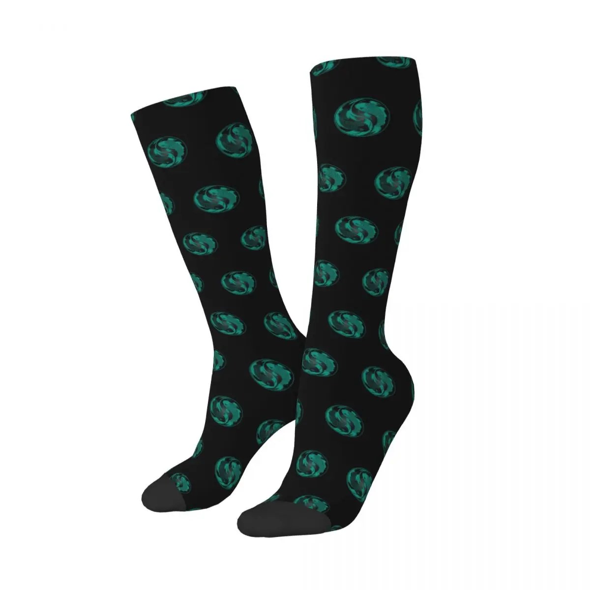 

Teal Blue And Black Yin Yang Koi Fish Socks Harajuku Stockings All Season Long Socks Accessories for Unisex Christmas Gifts