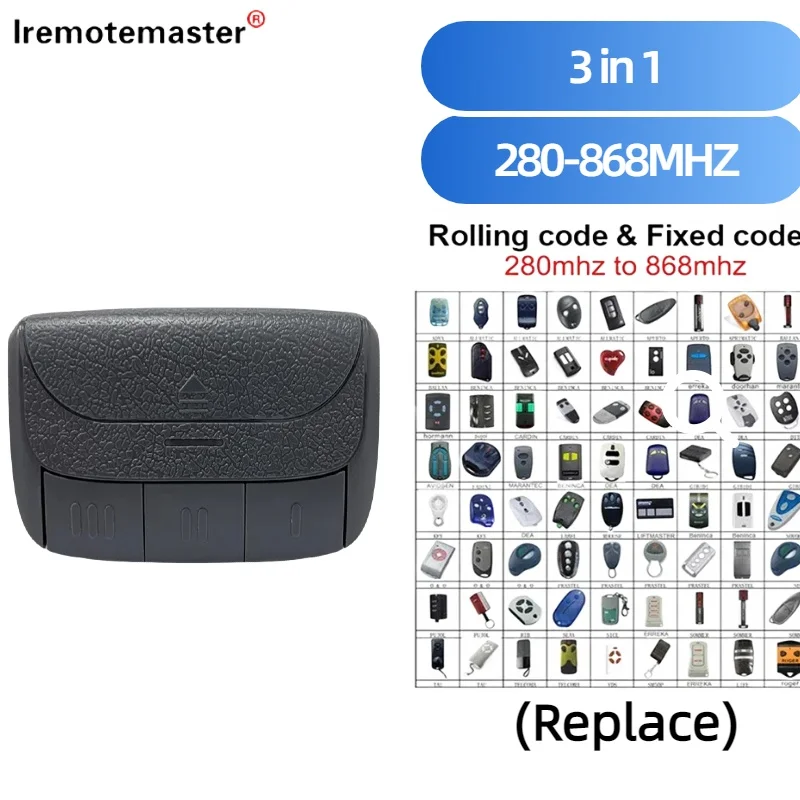 

Universal garage door remote control 287-868MHz door remote clone 3 in 1 control three garage doors Includes Car Sun Visor