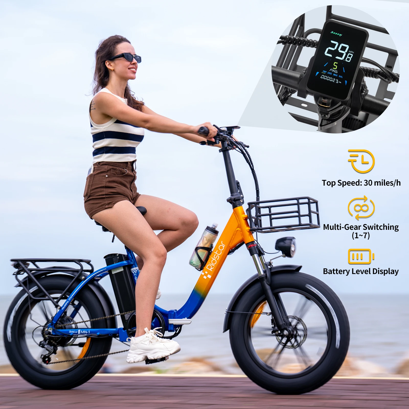 Electric Bike 1000W 48V 15AH 20 Inch Magnesium Wheel Off Road Ebike Mountain Electric Bicycle For Adults E BIKE With Backseat