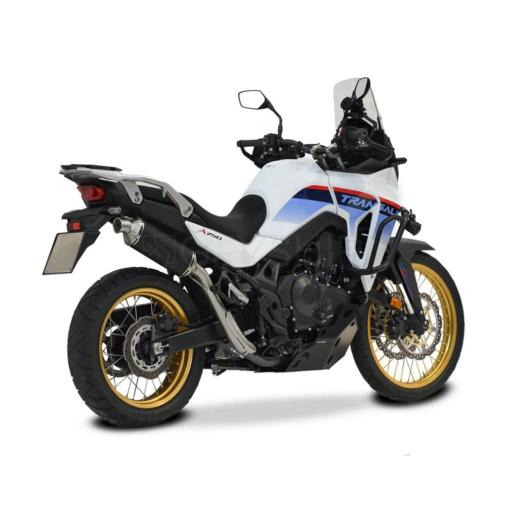 For Honda Transalp 750 23 2024 2025 XL750 XL 750 Escape Slip-on Motorcycle Exhaust High Position Mid Link Pipe With Shield 51mm