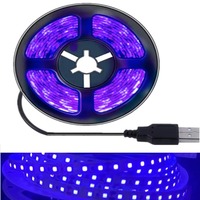 UV 2835 SMD DC 5V 5M LED Light Strip Ultraviolet 385-400nm Black Light UV Lamp Flexible LED Ribbon for Glow Fluorescence party