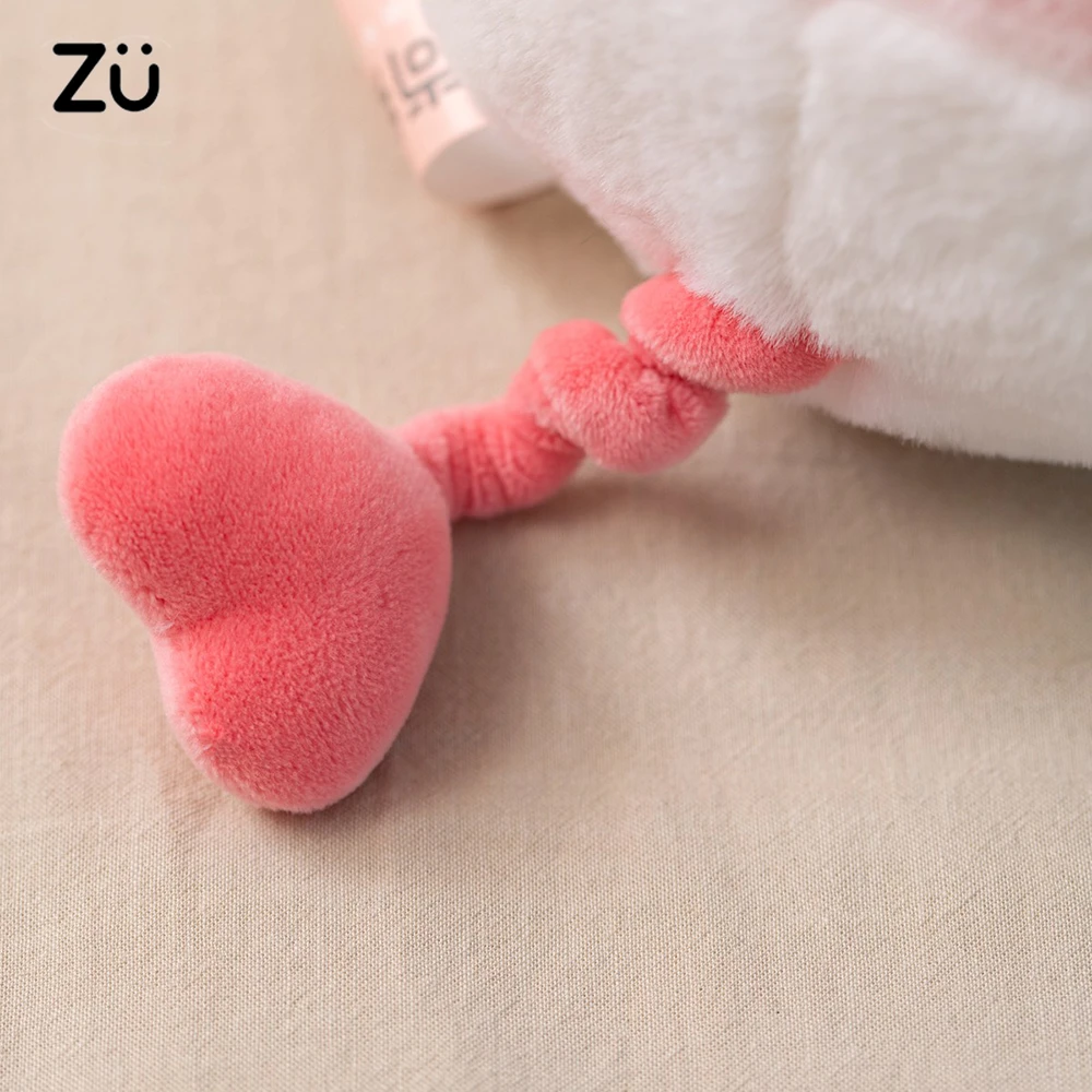 Kawaii Pink Rabbit Plush Toy Red Heart Lace Decor Adorable Bunny Pillow Plushies Dolls Valentine's Day Xmas Gift For Girls