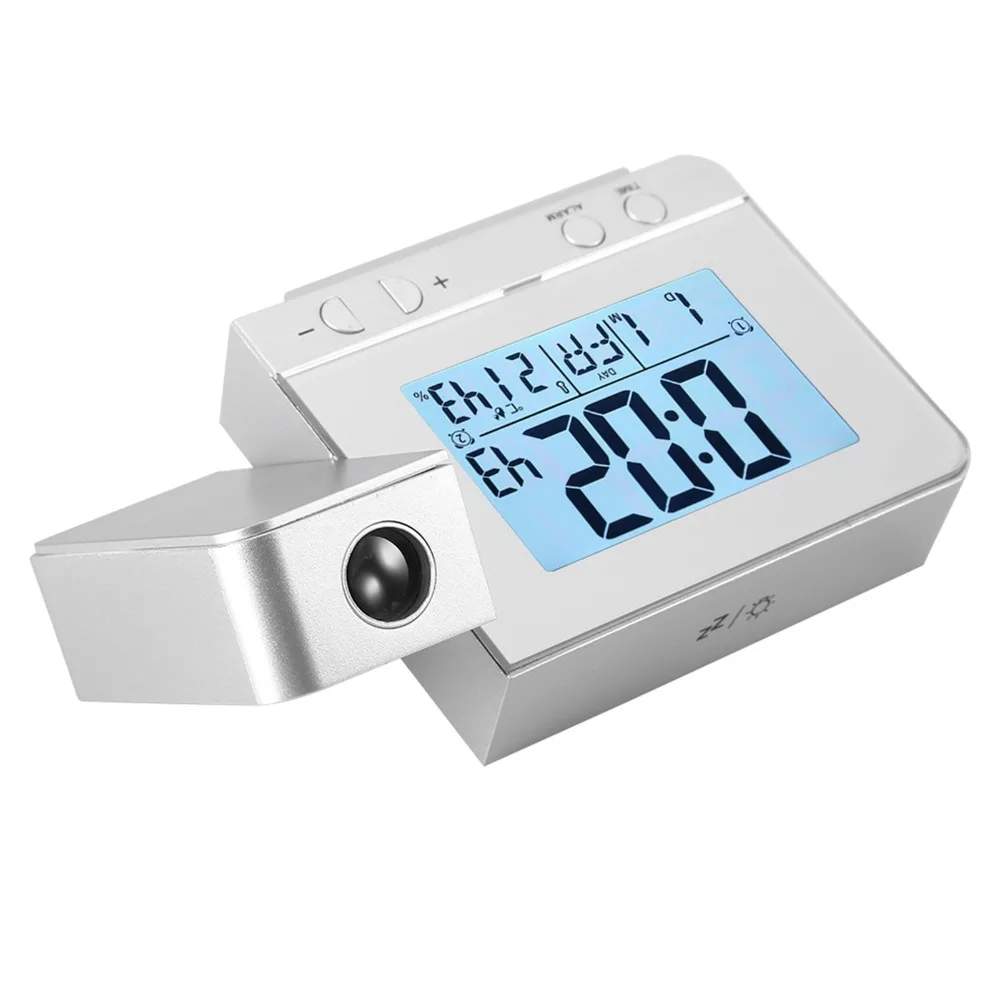 Plastic rotatable projection alarm clock 180° adjustable projection head dual alarm bedroom timepiece