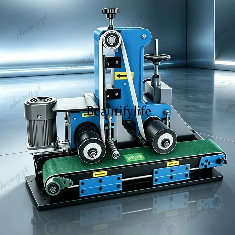 Automatic flat belt polishing machine conveyor metal plate wire drawing stainless steel deburring and rust removal equipment