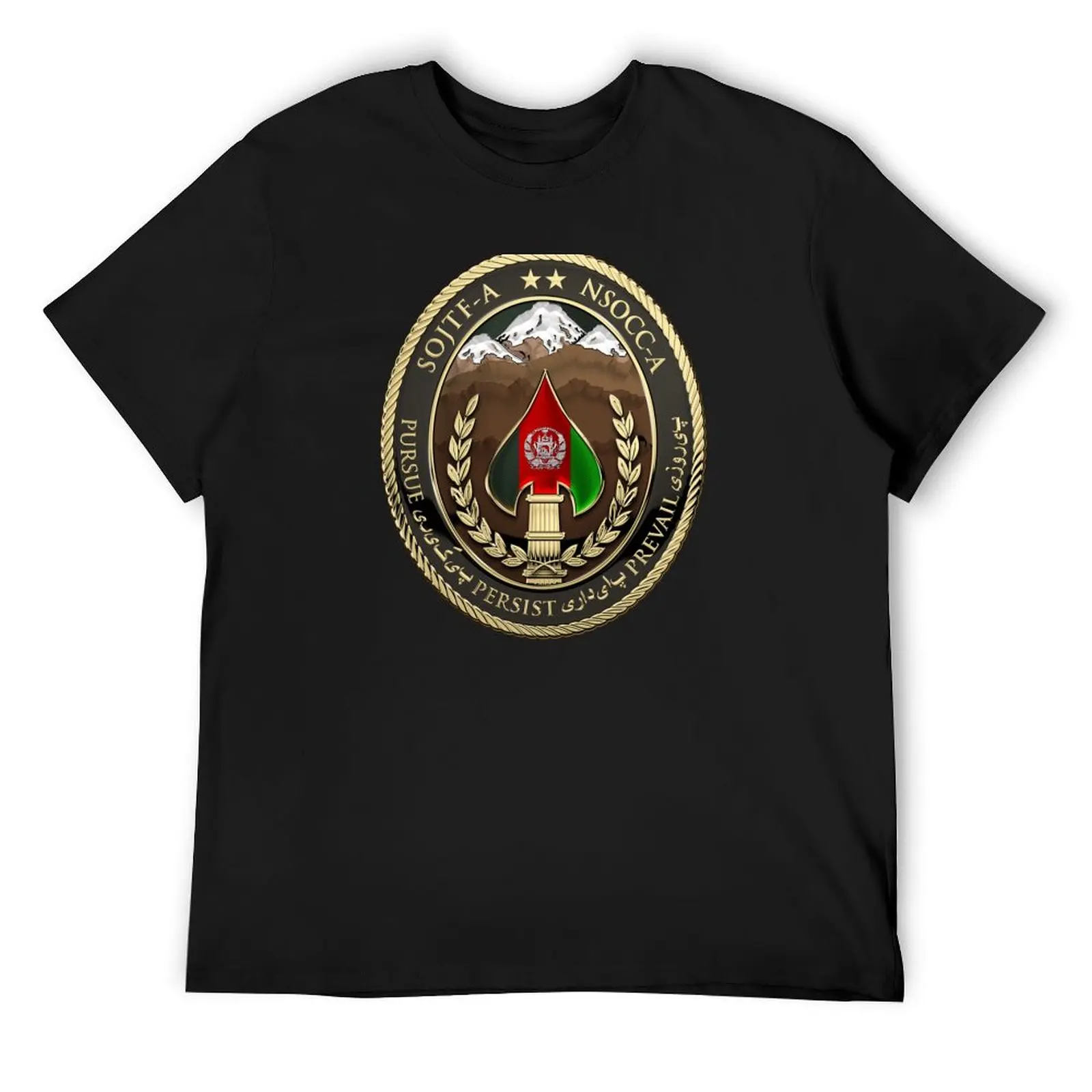 

Special Operations Joint Task Force - Afghanistan -NSOCC-A/SOJTF-A Patch over Black Velvet T-Shirt