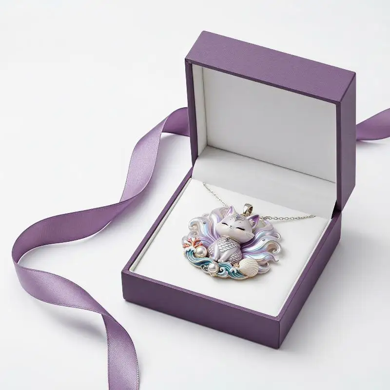 Nine-tailed Fox Enamel Pendant Necklace Artistic Chinese Mythology Design Durable Jewelry for Women Casual Daily Outfit Accesso