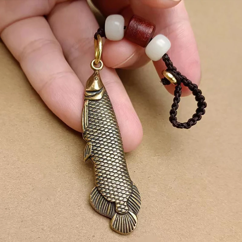 Retro Charm Messing Fisch Anhänger DIY Miniatur Schlüsselanhänger Schmuck Home Decor Handwerk Souvenir Geschenk 1PCS