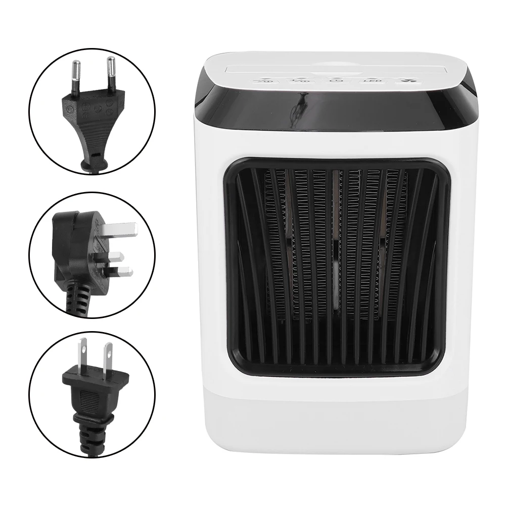 Portable Home Office Timing Electric Tabletop Fan Heater with Remote Control