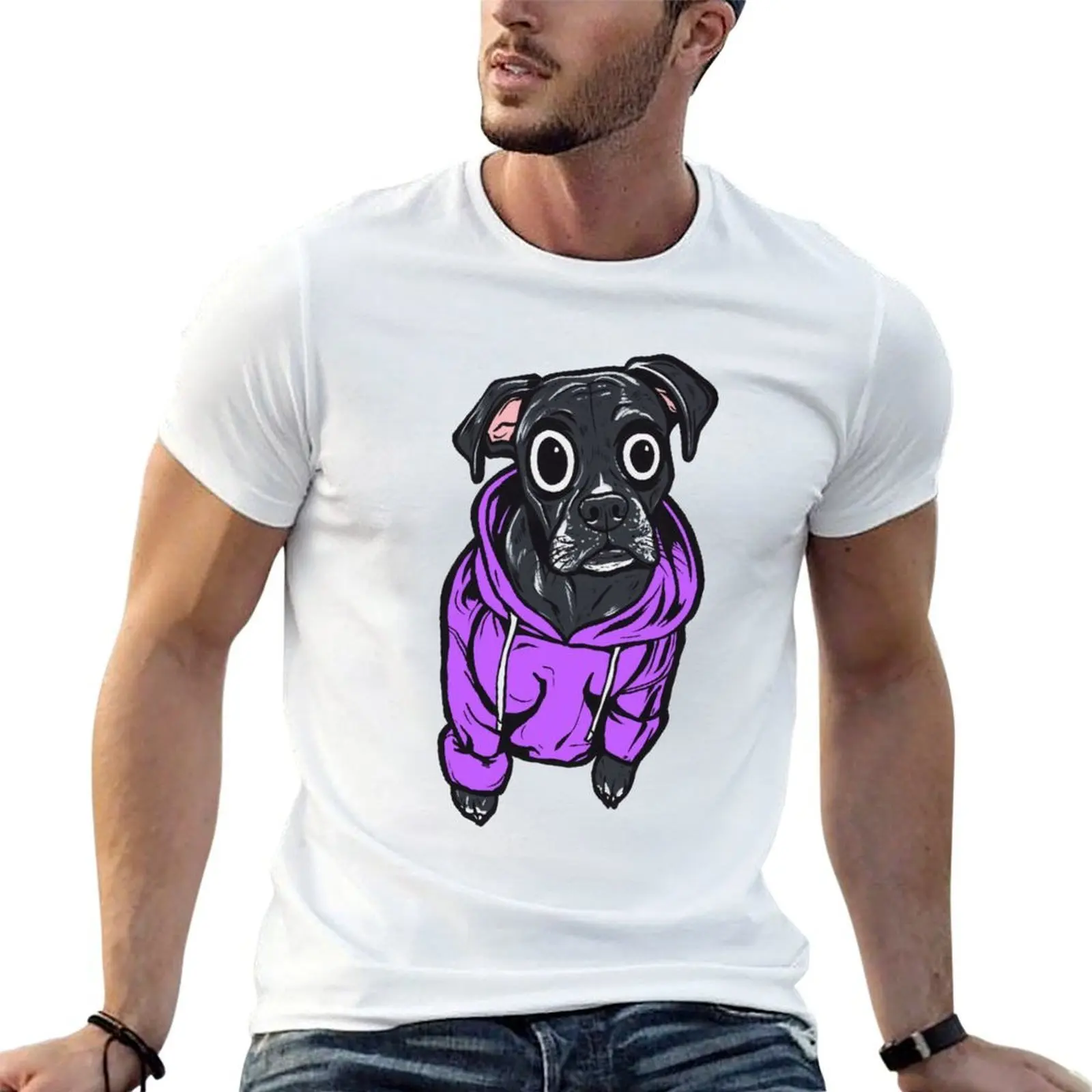 Black Boxer Dog Hoodie T-Shirt cute tops Man t-shirt plain black t shirts men