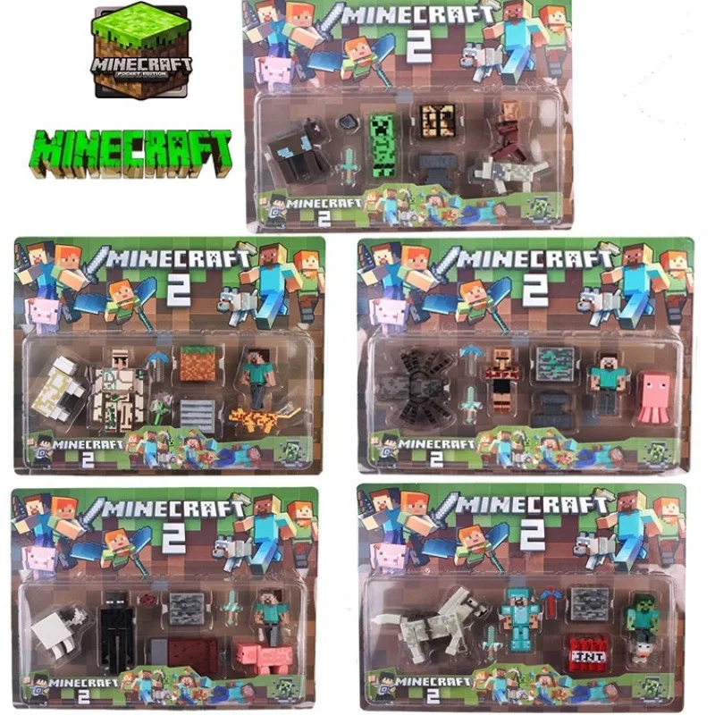 Minecraft Steve Action Figure Modello Ornamento Gioco Pixel Ender Dragon Doll Figure Kawaii Creeper Enderman Zombie Set Regali per bambini