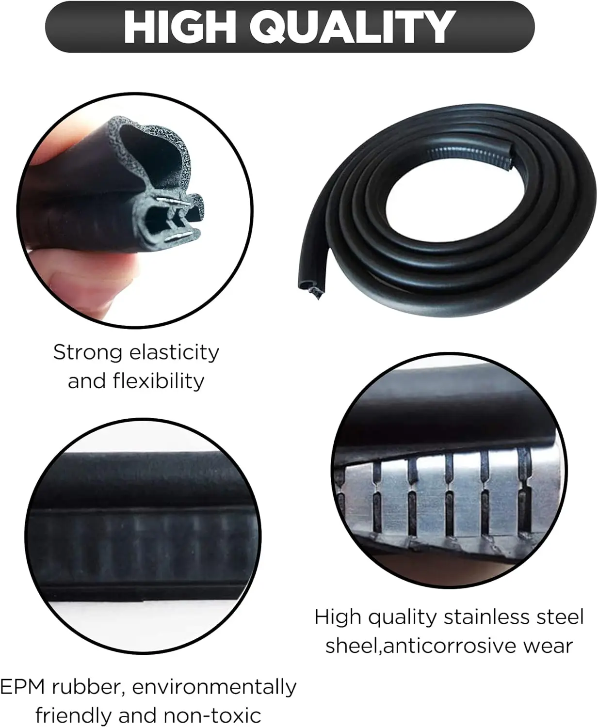 3meters Car Door Rubber Seal Strip Universal Soundproof Sealing Strips with Side PVC Bulb for Car Door Boat Home Sealants