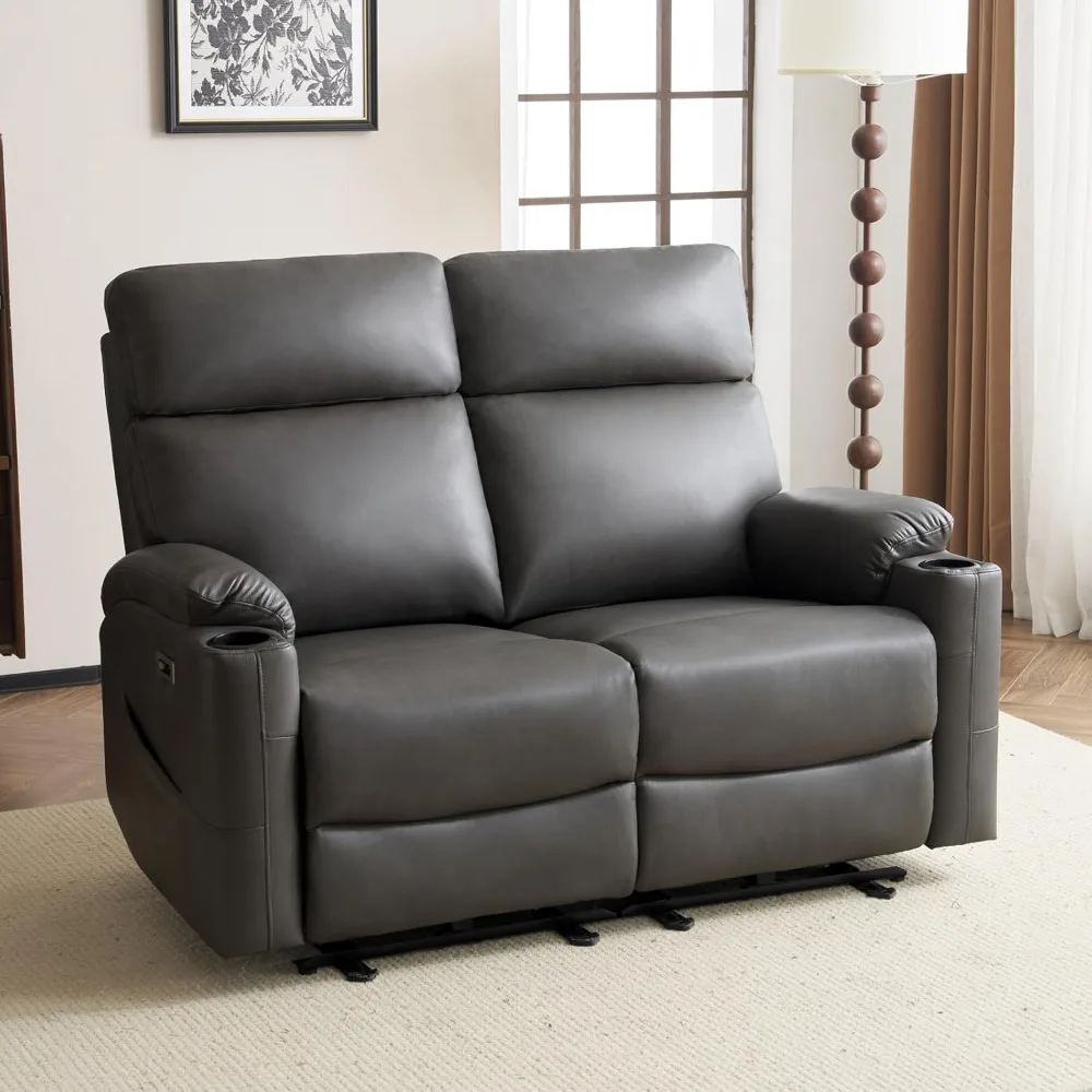 

Power Recliner Loveseat, Electric Reclining Sofa with USB & Type-C Ports, Wall Hugger Recliner with Extended Footrest