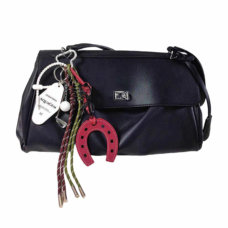 PU Leather Horse Hoof Horseshoe Keychain for Women And Girls Handbag Key Rings Charm Holder Bag Purse Accessory