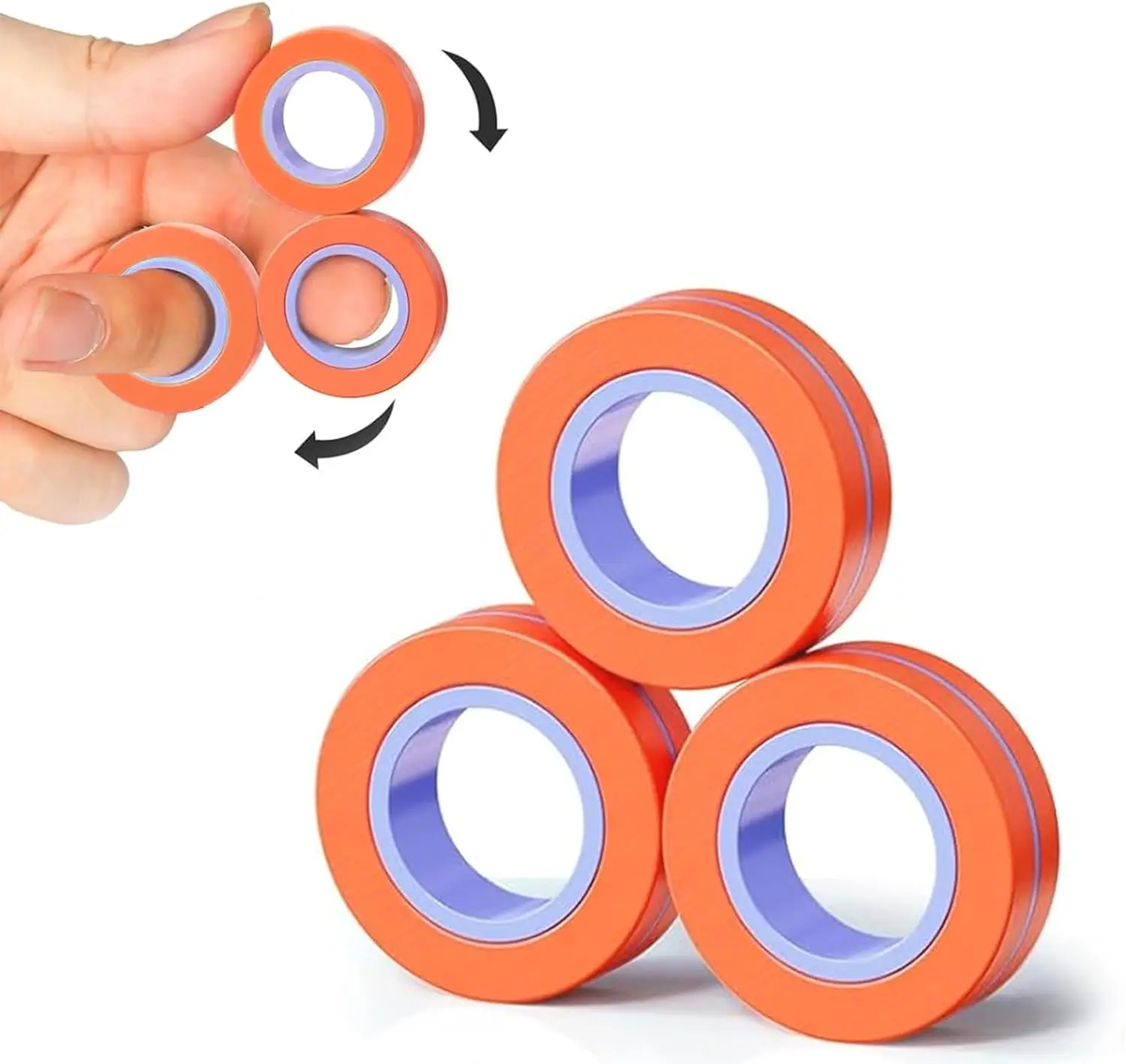 Magnetic Rings Fidget Toy for Adult, Idea ADHD Anxiety Magnetic Fidget Toys Set Fidget Spinner Rings for Relief, Gifts for Teen