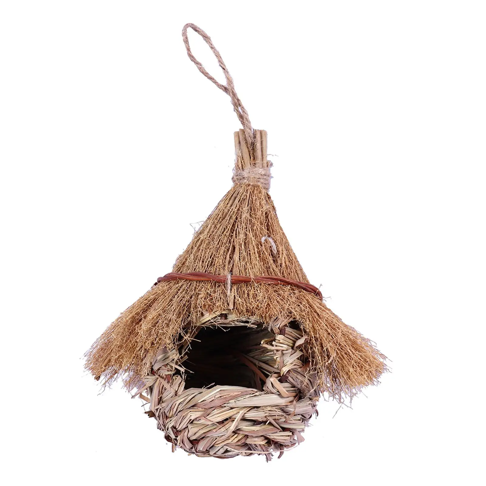 Outdoor Hanging Hummingbird House Eco Friendly Grass Wren Bird Nest Birdhouse for Garden Decoration