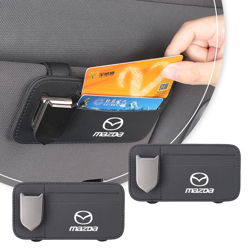 Car Visor Organizer Sunglass Holder Glasses Bag Card Clip Interior For Mazda 6 3 CX5 5 2 323 CX7 Demio Atenza Axela MX30 CX30