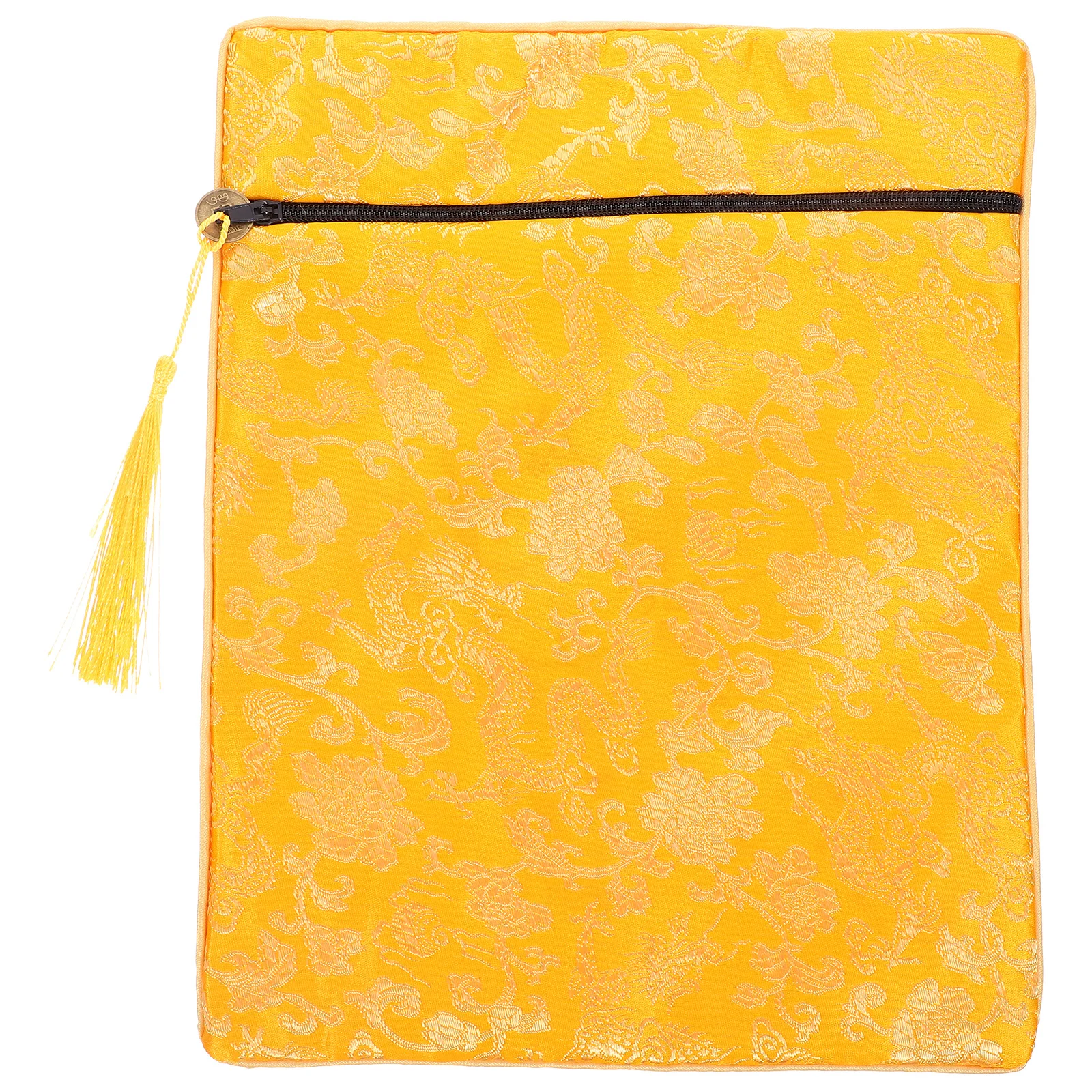 القماش الحريري البوذية زن الكتاب حقيبة الأصفر التنين نمط 20x25 سنتيمتر الكتاب المنظم الكتاب المقدس غطاء الناقل الحقيبة