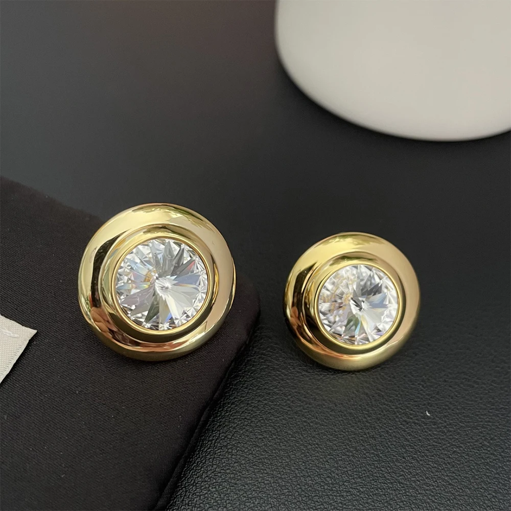 Báthory Elizabeth Fashion Famous Brand Gold Round Crystal Earrings Ear Clip Women Luxury Jewelry Top Quality Birthday Party Gift