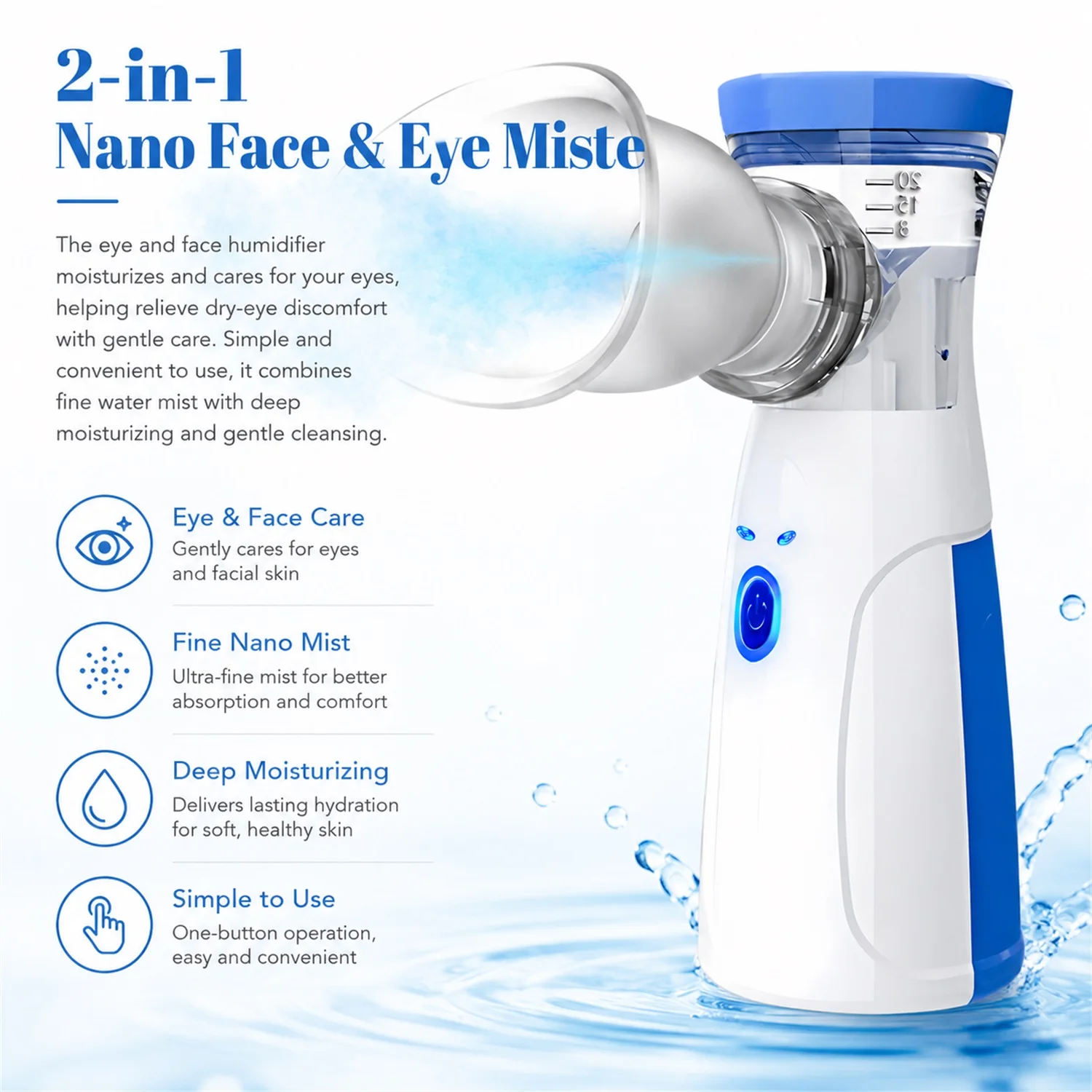 Beauty Eye Sprayer Eye Nebulizer for Dry Eye Relieve Eye Fatigue Eye Steam Sprayer for Moisturize Eye / Face Home Humidifier