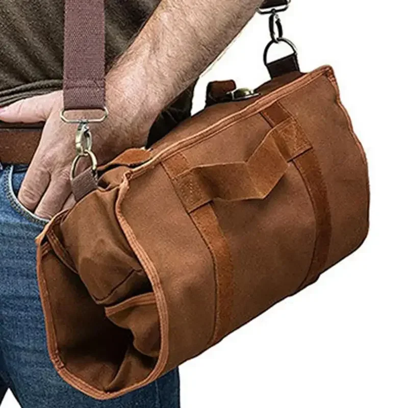 Travel Bartender Kit Bag Canvas Tool Bag Professional Cocktail Mixer Bag Cocktail Shaker Wine Storage Shoulder Bag Set With