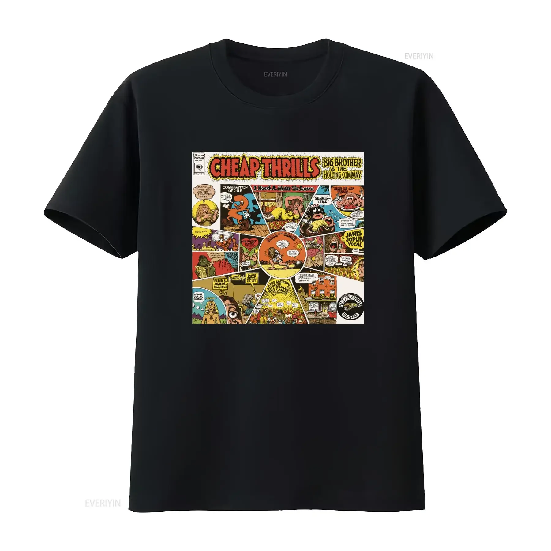 Ultra Cotton T Shirt Janis Joplin Cheap Thrill Retro Comic Style Print Rock Music Inspired vintage Washed Stretched Versatile