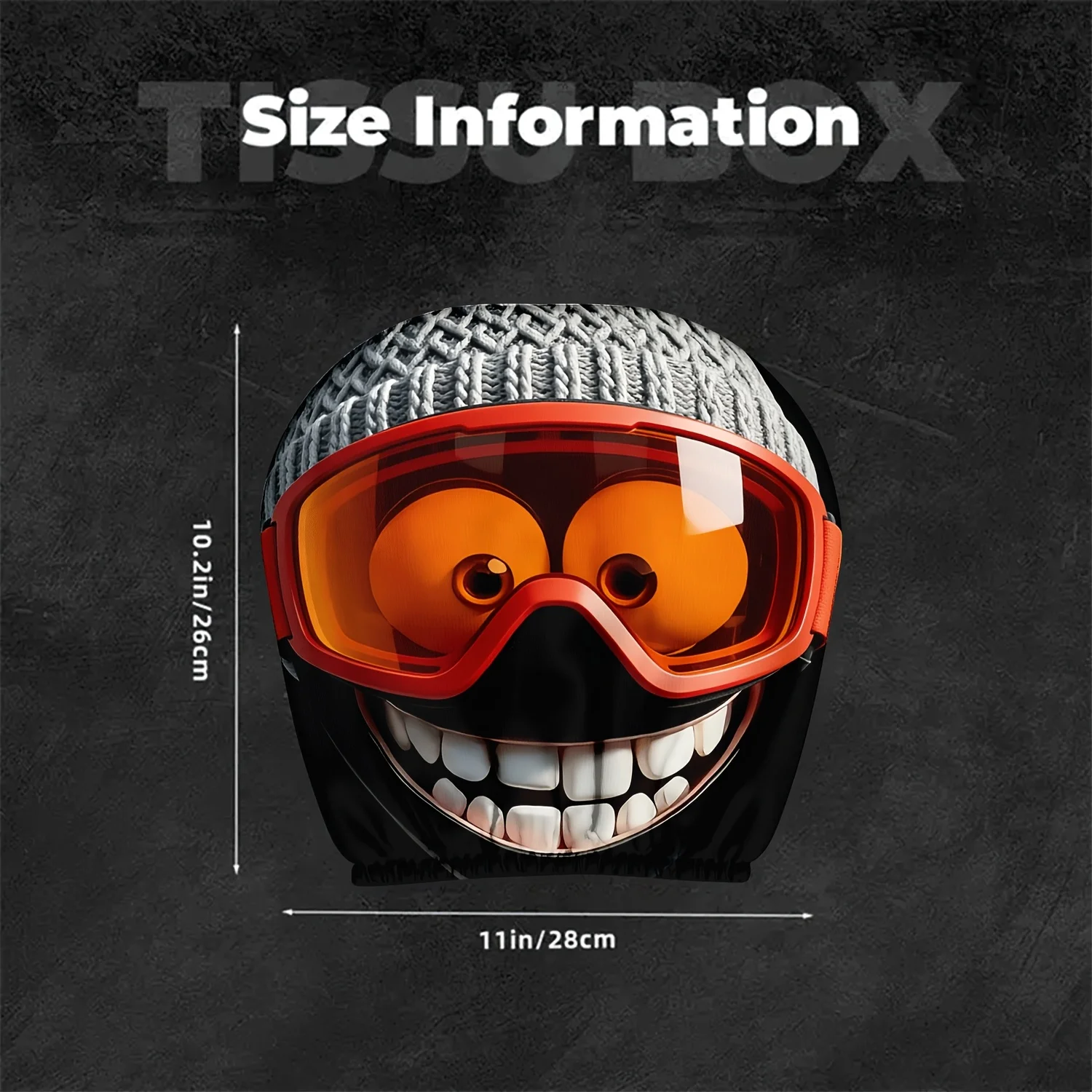 The Winter-Themed Printed Patterns of 2pcs Red-Orange Goggles And Knitted Hats for Car Seat Cushions, Headrests, And Neck Pill view 3