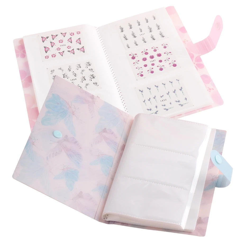 120 Slots Butterfly Storage Album for Small Sticker Sorted Nail Art Sticker Book Flower Cover Holder Organizer Accessory SATZB