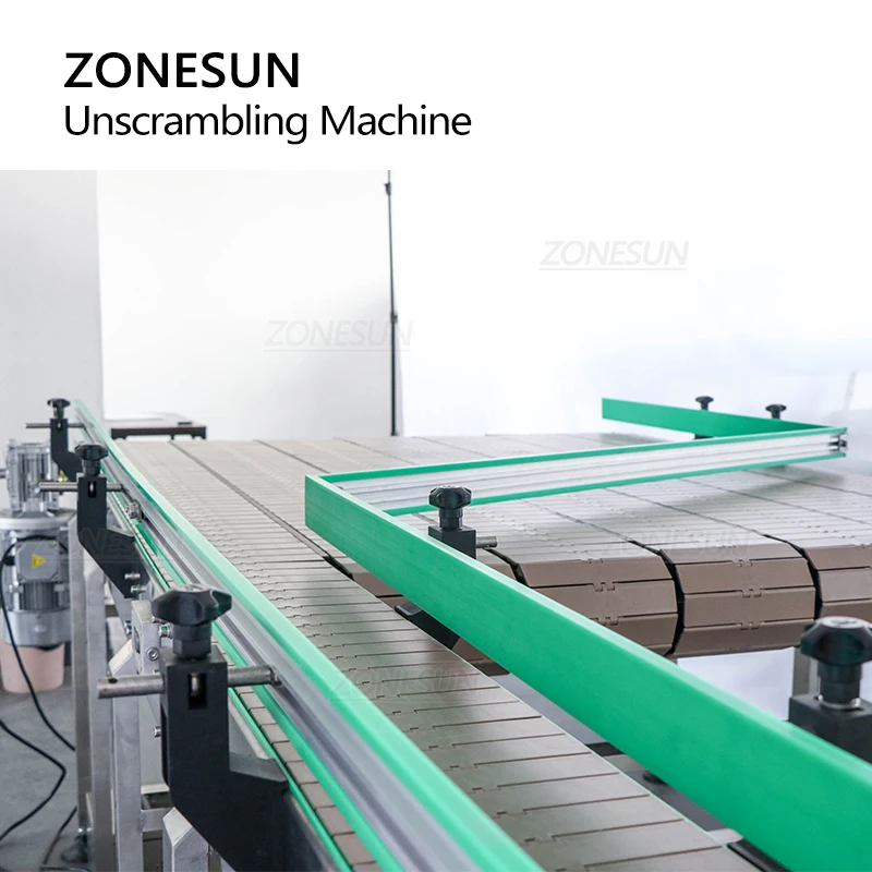 ZONESUN Custom Conveyor Chain Bottle Container Sorting Material Transporting Unscrambler Feeding Mass Production Line ZS-CB190