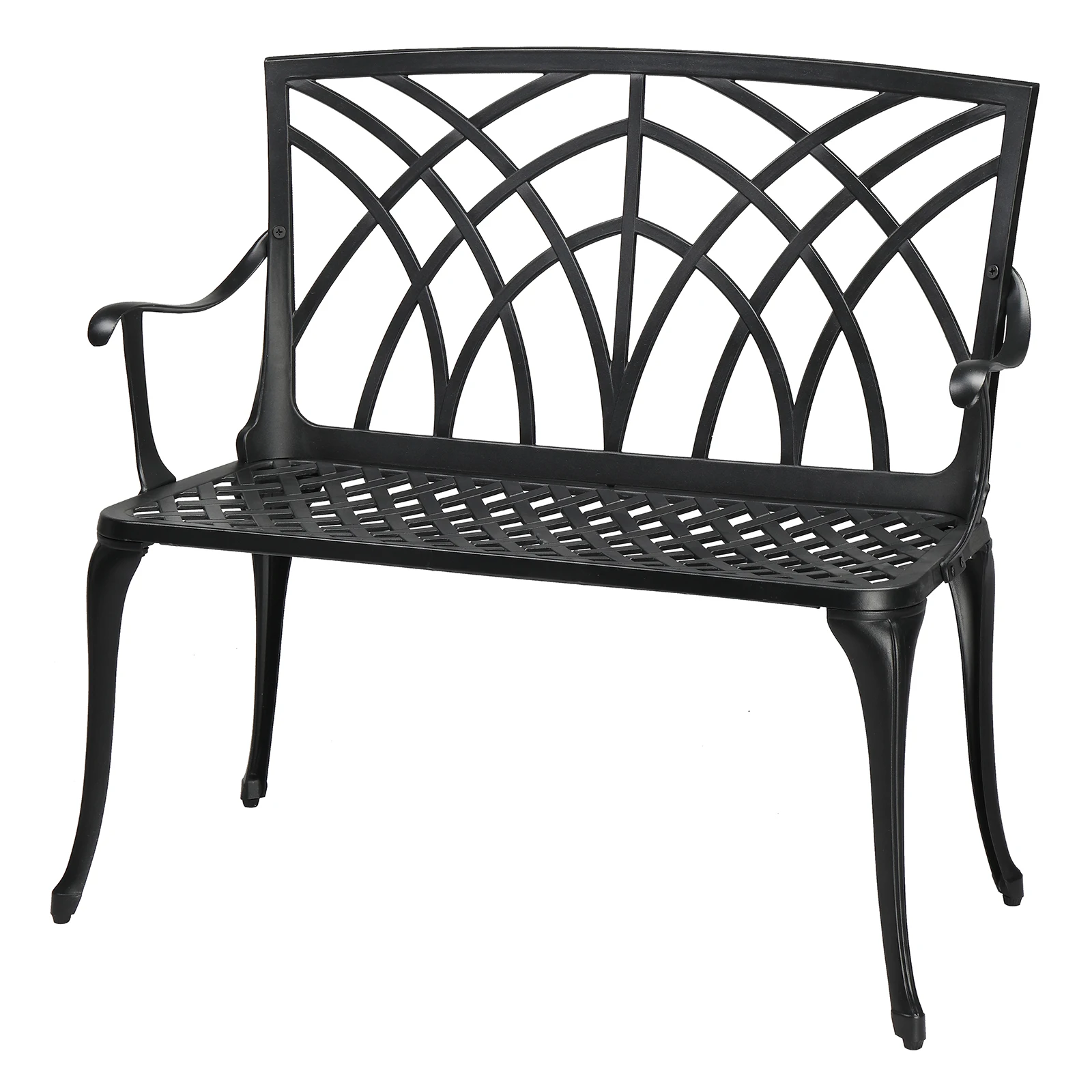 38in Outdoor Orchid Back  Aluminum Bench Black