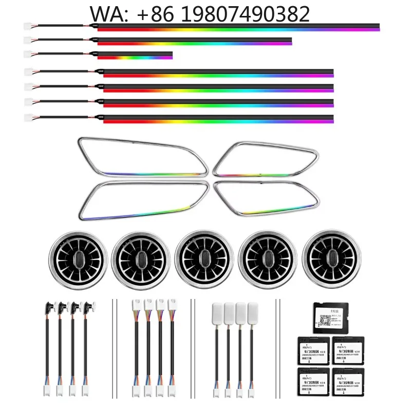 W176 W246 A B Class Dynamic LED Lamp, 64 Color Air Vent Interior Ambient Light Fit 2012-2018 Hatchback MPV Combined Mod Parts
