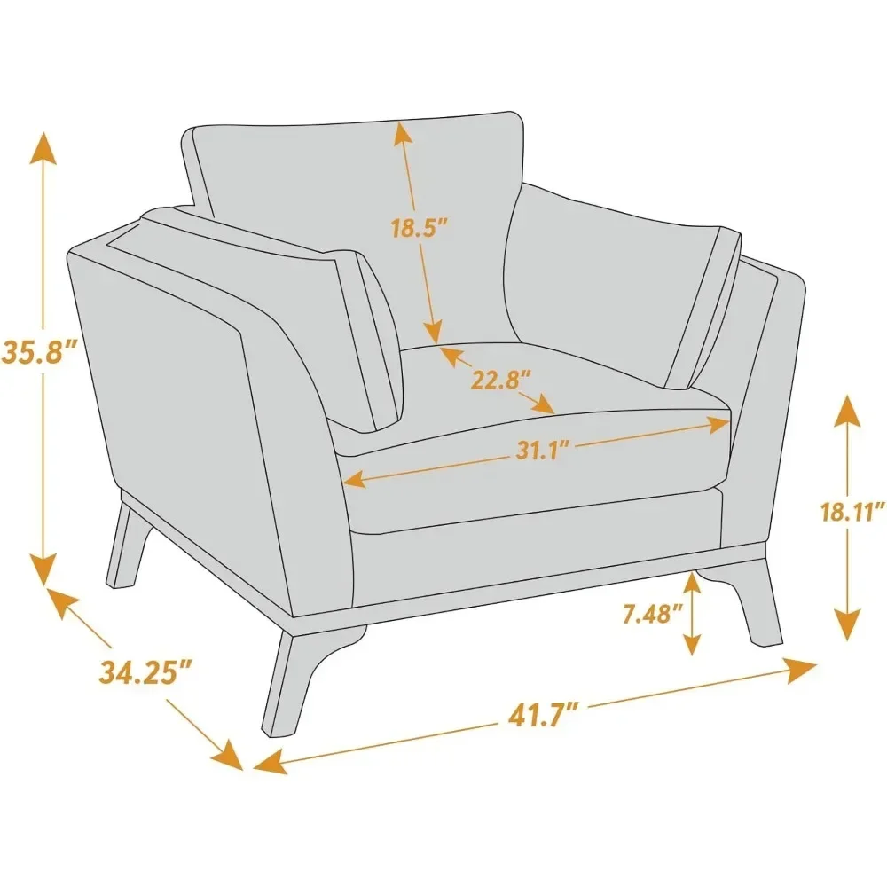Living Room Chair, Thick Cushion Bedroom Reading Chairs, Comfortable Living Room Single Sofa, Accent Chair image 2